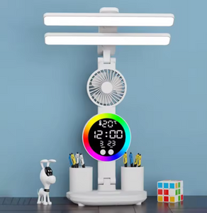 LÁMPARA DE ESCRITORIO CON LUZ LED Y VENTILADOR ✍️